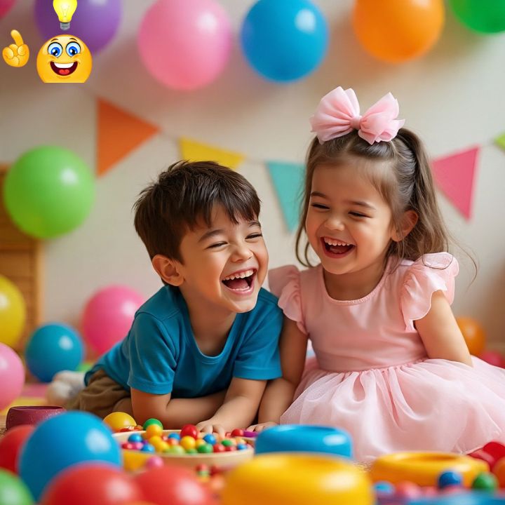 Joyful Caption for Kids Playing at Home